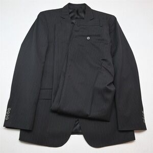 Bertolini 38R 32x34 Gray Striped Super 140s Mens Jacket Pants Suit
